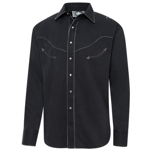 Westernhemd Black Eagle schwarz | ein echtes Highlight für Western - Cowboy - Reitfans | aufwendige Verarbeitung und stilvollen Details Western Hemd Black Eagle | by Joc's Country Corner | aufwendig gestckten Adler am Rücken | farblich abgestimmte Kordelpaspelierung | Größen S -3 XL