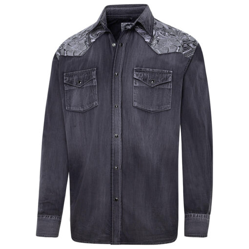 Trendiges Cowboyhemd mit Westernpasse | Fade-Out-Look kombiniert mit traditionellen Elementen | moderner Westernstil | Praktische Brusttaschen Westernwear Western Look Fred | Joc's Country corner | 100% Baumwolle | Stilvolles Western Cowboy Hemd | aufgesetztem Western Yoke im Blumen-Dekor