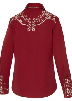 Exquisite Westernbluse mit großartiger Stickerei an Brust, Rücken, Manschetten und Kragen. Gestickte Westernpasse.