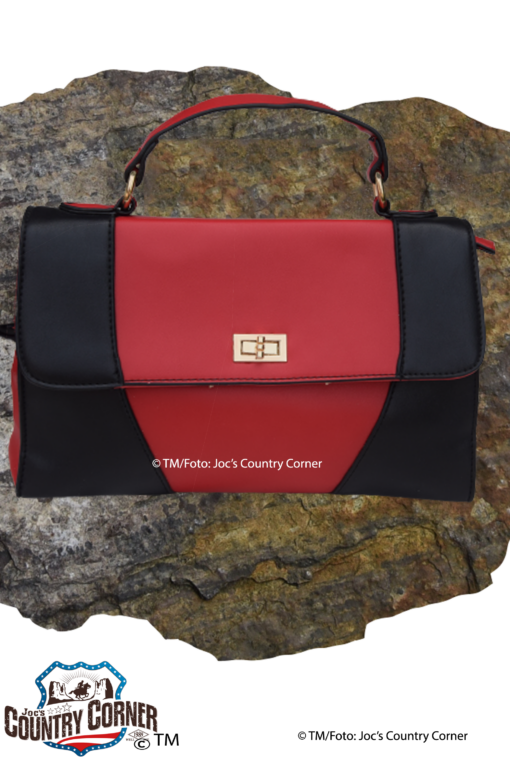 Handtasche aus Leder kaufen | rot / schwarz | by Joc's Country Corner |Stilvoll und praktisch – Die rot-schwarze Handtasche aus der Jerry Leather Collection