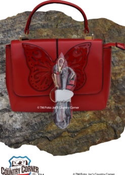 Vintage Handtasche Schmetterling Banned | by Joc's Country Corner | Ein Hauch von Nostalgie – Die farbenfrohe Retro-Handtasche mit Schmetterling-Detail