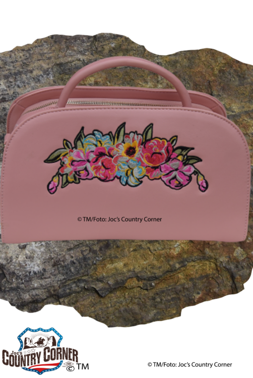 50s Handtasche Retro Rosa | Joc's Country Corner | Romantisch und geräumig – Die rosa Retro-Handtasche mit bezaubernder Blumenstickerei