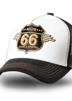 5-Panels Western - Cap TC Route 66 - Base Cap aus hochwertigem Baumwollstoff mit Mesheinsatz. Der strapazierfähige Korpus ist robust und schmiegt sich dennoch angenehm weich an den Kopf.  Die aufwendige 3D-Bestickung vorne, und der Schirm mit 6 Ziernähten machen die Curved Brim Cap zum coolen Sammlerstück.