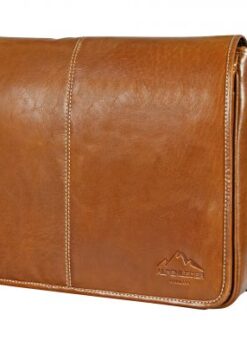 Messenger Bag Cognak Dieser Artikel wird aus einem Stück Büffelleder gefertigt, allerdings handelt es sich bei der Farbe brandy um Büffelkalbsleder mit einer Stärke von etwa 1,8 mm, das an seiner Oberfläche mit einem Hartwachs von Hand poliert wird und dadurch einen Zwei-Ton-Effekt erhält. Durch diese Bearbeitung wird jeder Artikel zu einem Unikat. Die Metallteile an dieser Tasche sind nickelfrei.