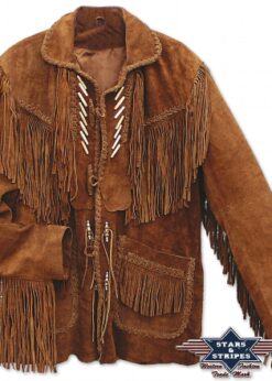 Western Jacke Codi Herren | Joc's Country Corner | Western-Cowboy-Indianer-Trucker Jacke | mit aufwendige Flechtungen - Knochen und Fransen gefertigt
