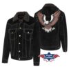 Wildleder Jacke Decker | by Joc's Country Corner | weiche Western Biker Wildlederjacke | kuscheliges Innenfutter | Am Rücken aufwendig gesticktes Adlermotiv