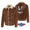 Wildleder Jacke Decker | by Joc's Country Corner | weiche Western Biker Wildlederjacke | kuscheliges Innenfutter | Am Rücken aufwendig gesticktes Adlermotiv