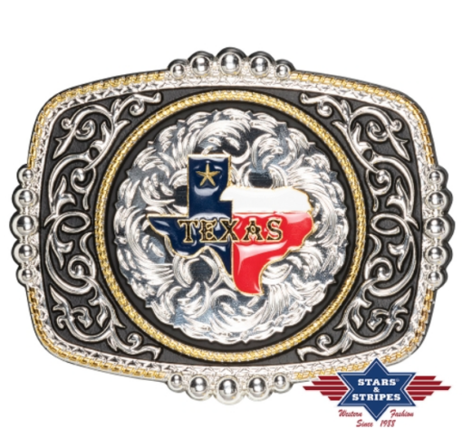Gürtelschnalle Texas gold silberfarbig | Silber |rechteckig | matt & aus Zinklegierung | Für Herren & Damen | Qualität und Stil | jetzt entdecken