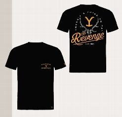 YELLOWSTONE T-SHIRT FOR REVENGE BLACK | Der Ausdruck „for Revenge black“ stammt direkt aus der Cowboy-Kultur und steht für Loyalität, Ehre und Zusammenhalt