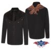 Edles schwarzes Westernhemd | für Herren mit gesticktem Adler auf Rücken und Schultern | Passe in Wildlederoptik | Smiley-Pockets | 6-fach Manschetten