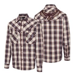 Kariertes Westernhemd gestickter Adler | auf dem Rücken, Brusttaschen, Westernyoke und Perlmutt-Druckknöpfen | Perfekt für authentische Western-Looks