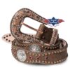 Western Gürtel mit Conchos | austauschbarer Schließe | Hochwertig verarbeitet | funkelnden Strasssteinen | aus beschichtetem Rindersplitleder.