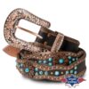 Westerngürtel mit Wechsel-Schließe | Strass | Türkisen & Nieten | hochwertig, stilvoll & austauschbar | Perfekt für Western-Looks |Ideal für Country-Outfits