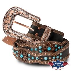 Westerngürtel mit Wechsel-Schließe | Strass | Türkisen & Nieten | hochwertig, stilvoll & austauschbar | Perfekt für Western-Looks |Ideal für Country-Outfits