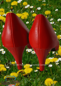 Rockabilly Retro High Heels | Rot Kunstleder | Eleganz trifft Rebellion | Auffälliges Design im Rockabilly-Stil | Bequeme Passform trotz High Heel