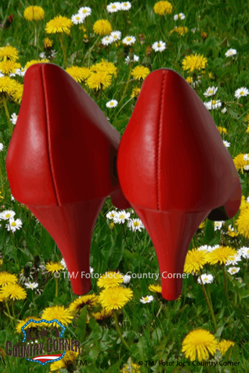 Rockabilly Retro High Heels | Rot Kunstleder | Eleganz trifft Rebellion | Auffälliges Design im Rockabilly-Stil | Bequeme Passform trotz High Heel