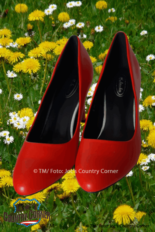Rockabilly Retro High Heels | Rot Kunstleder | Eleganz trifft Rebellion | Auffälliges Design im Rockabilly-Stil | Bequeme Passform trotz High Heel