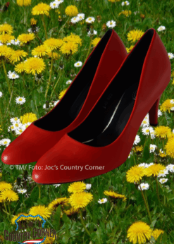 Rockabilly Retro High Heels | Rot Kunstleder | Eleganz trifft Rebellion | Auffälliges Design im Rockabilly-Stil | Bequeme Passform trotz High Heel