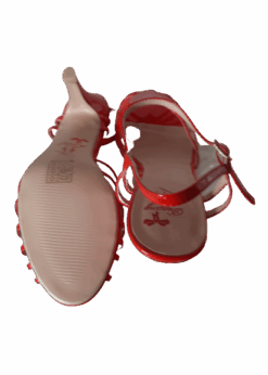 Rockabilly Retro Riemchen Sandalette | rot von Banned | mit Lackleder-Look. Retro-Sommerfeeling pur – jetzt online bestellen bei Joc’s Country Corner!