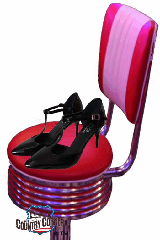 Rockabilly Retro High Heels | schwarz Kunstleder | Eleganz trifft Rebellion | Auffälliges Design im Rockabilly-Stil | Bequeme Passform trotz High Heel