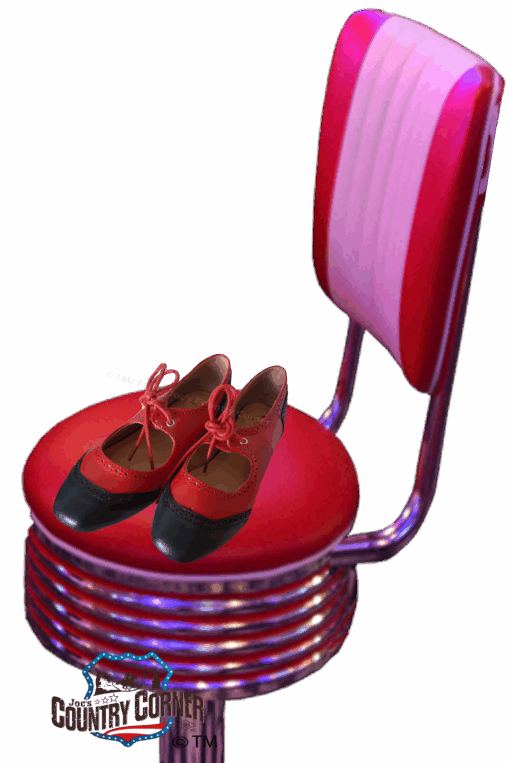 50s Ballerinavon Banned | rot-schwarz | mit Rist-Schleife | veganes Kunstleder | im Retro-Stil | online bei Joc’s Country Corner bestellen!