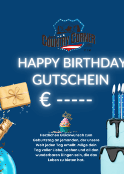 🎁 Geburtstagsgutschein – Westernmode verschenken Überrasche mit einem Geburtstagsgutschein von Joc’s Country Corner! Einlösbar für Westernmode, Stars & Stripes, Scippis Outdoor-Bekleidung und Western-Accessoires