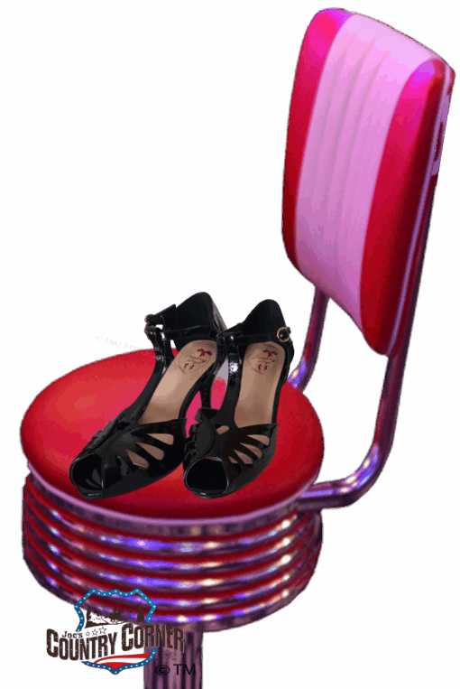 Vintage High Heels Schwarz | verbinden zeitlose Eleganz mit femininem Retro-Charme. | glänzendes Lederimitat | macht sie zu einem echten Hingucker.