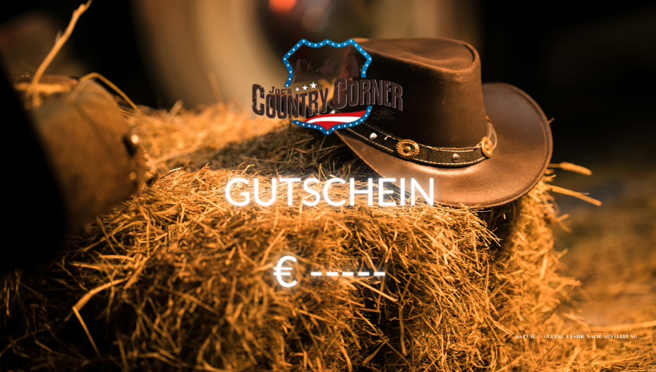 🎁 Geschenkgutschein – Country-Style für jeden Anlass Mit dem Gutschein von Joc’s Country Corner liegst du immer richtig! Für Westernmode, Stars & Stripes Kollektionen, Rockabilly-Outfits und mehr