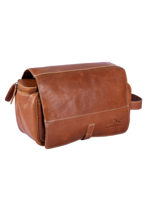 Kulturtasche ROLL UP - cognac