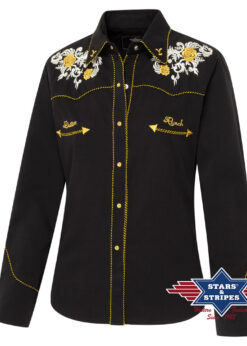 Yellowstone Westernbluse Nova | Original | zweifarbige Stickerei auf Brust & Rücken| Country-Festivals, Line Dance, Westernreiten & Freizeit | Westernfans