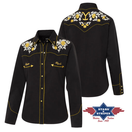 Yellowstone Westernbluse Nova | Original | zweifarbige Stickerei auf Brust & Rücken| Country-Festivals, Line Dance, Westernreiten & Freizeit | Westernfans