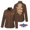 Damen Yellowstone Westernbluse Dutton Forever | Westernpasse mit eleganter Paspelierung | Ideal für Country-Festivals, Line Dance, Westernreiten & Freizeit