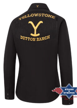 Damen Yellowstone Westernbluse mit Stickerei | & offiziellen Logos | Eleganter Cowboy-Look | inspiriert von der Dutton Ranch | von Stars & Stripes