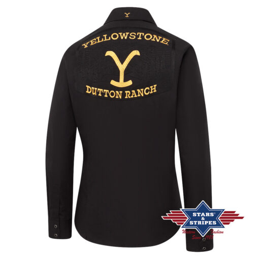 Damen Yellowstone Westernbluse mit Stickerei | & offiziellen Logos | Eleganter Cowboy-Look | inspiriert von der Dutton Ranch | von Stars & Stripes
