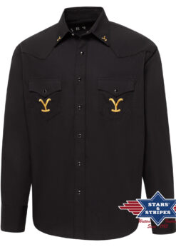 Yellowstone Shirt for Revenge | by Joc's Country Corner | Original Yellowstone Westernhemd | Black-Denim-Details & Stickereien | aus der Erfolgserie