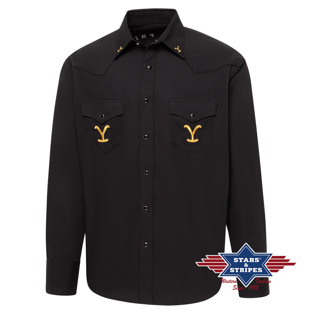 Yellowstone Shirt for Revenge | by Joc's Country Corner | Original Yellowstone Westernhemd | Black-Denim-Details & Stickereien | aus der Erfolgserie