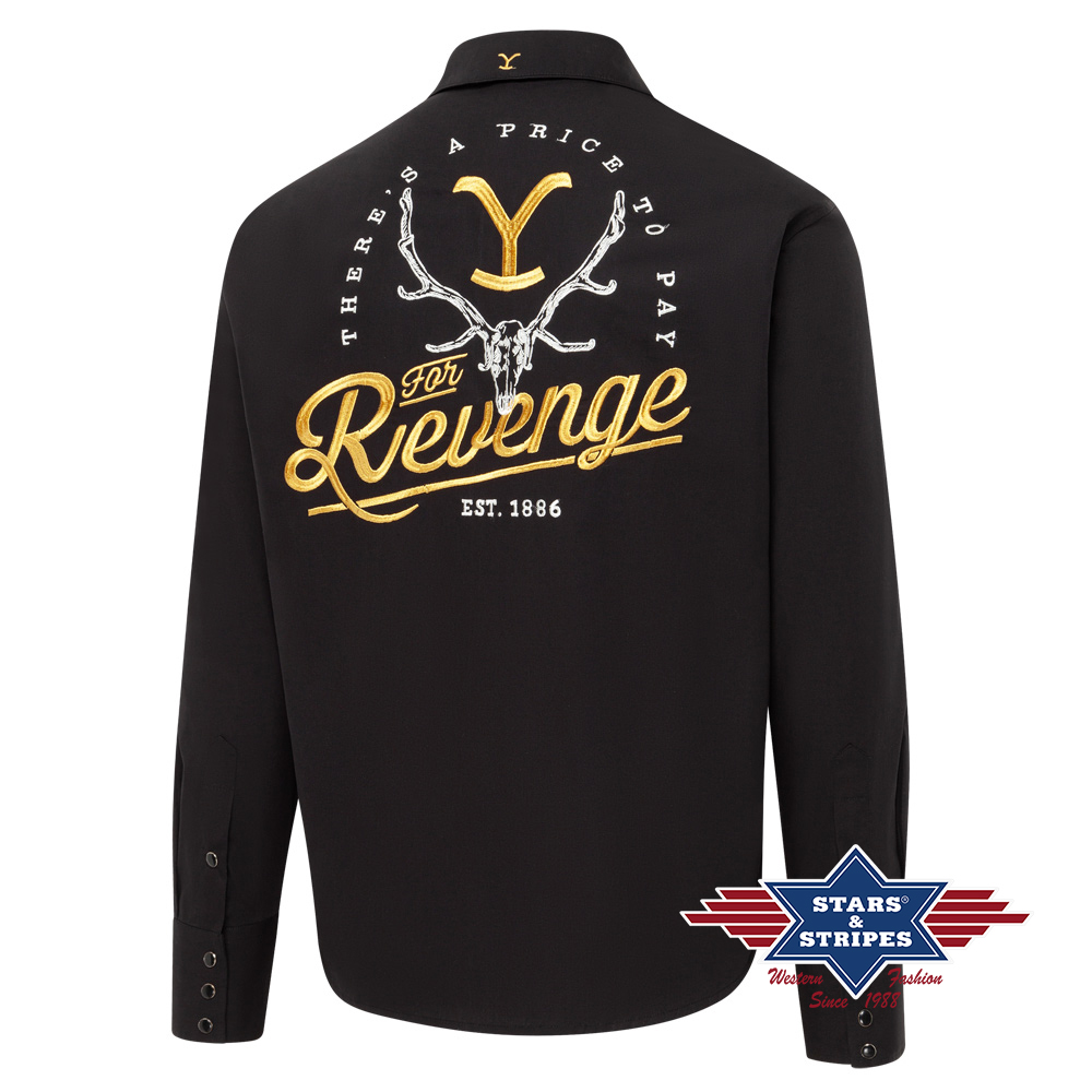 Yellowstone Shirt for Revenge | by Joc's Country Corner | Original Yellowstone Westernhemd | Black-Denim-Details & Stickereien | aus der Erfolgserie