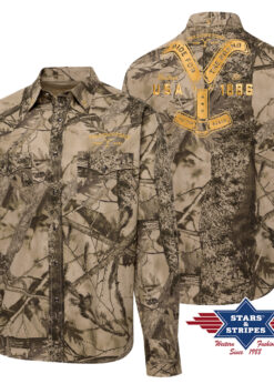 Yellowstone Westernhemd Camouflage | von Stars & Stripes | Authentisch | Camouflage-Look | Stickerei & Logo | Klassischer Cowboy-Style | Dutton Ranch