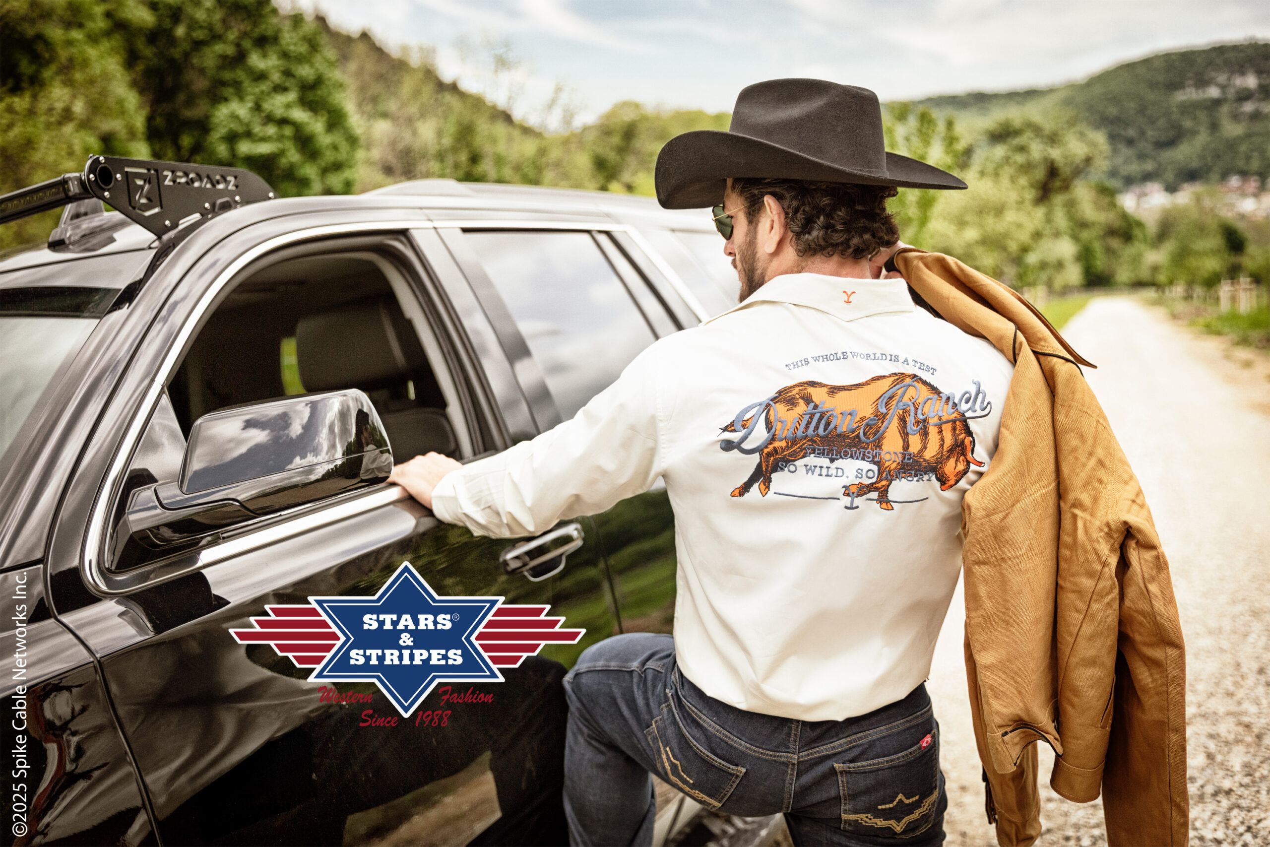 Yellowstone Westernhemd Premium-Stickerei | Cowboystil | Stars & Stripes | Exklusiv | mit Rückenstickerei, Paspelierung & Brusttaschen | Pflegeleicht