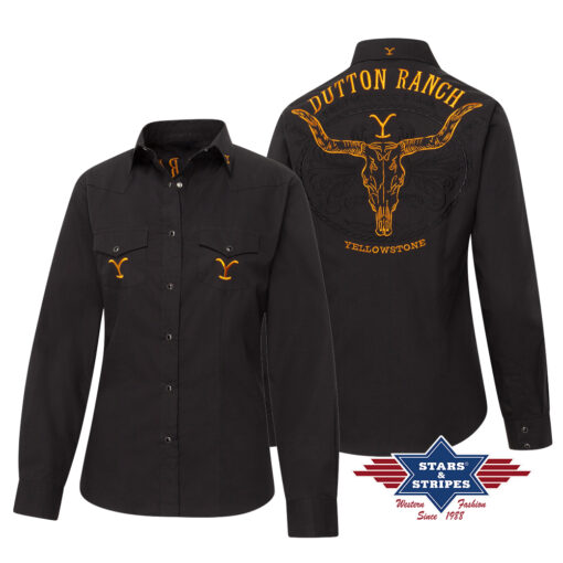 Yellowstone Westernbluse Protect the Famaly | exklusives Highlight | offizielles Yellowstone Logos | über den Brusttaschen, an den Kragenspitzen und im Nacken