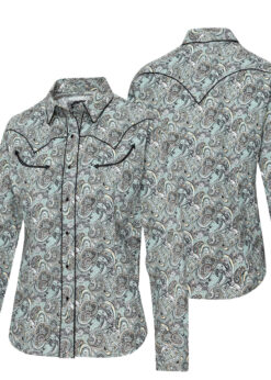 Westernbluse Willow nit Paisleymuster | Country Blouse | Mit Westernyoke, Fake-Smiley-Pockets & Druckknöpfen – perfekter Cowgirl-Look | Partnerlook-Hemd ACE