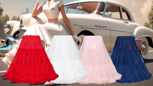 Perfekter Schwung für jeden Rockabilly-Look! Unser hochwertiger Petticoat sorgt für traumhaftes Volumen und Komfort – ideal für Kleider im Vintage-, Retro- oder Rock’n’Roll-Stil. 💃 1 Stk nur 54,90 € – ab 2 Stk je 44,90 €, ab 3 Stk je 39,90 €, ab 10 Stk je 29,90 €