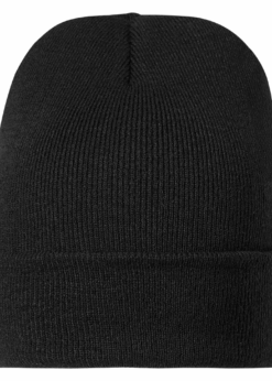 Schwarze Yellowstone Beanie mit gelbem Y-Branding auf der Front