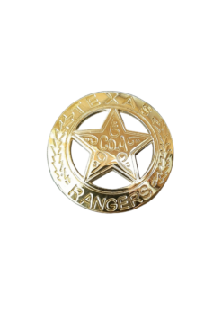 Goldfarbener Texas Ranger Sheriffstern im klassischen Western-Design – Cowboy Sheriff Badge im Country & Wild West Stil