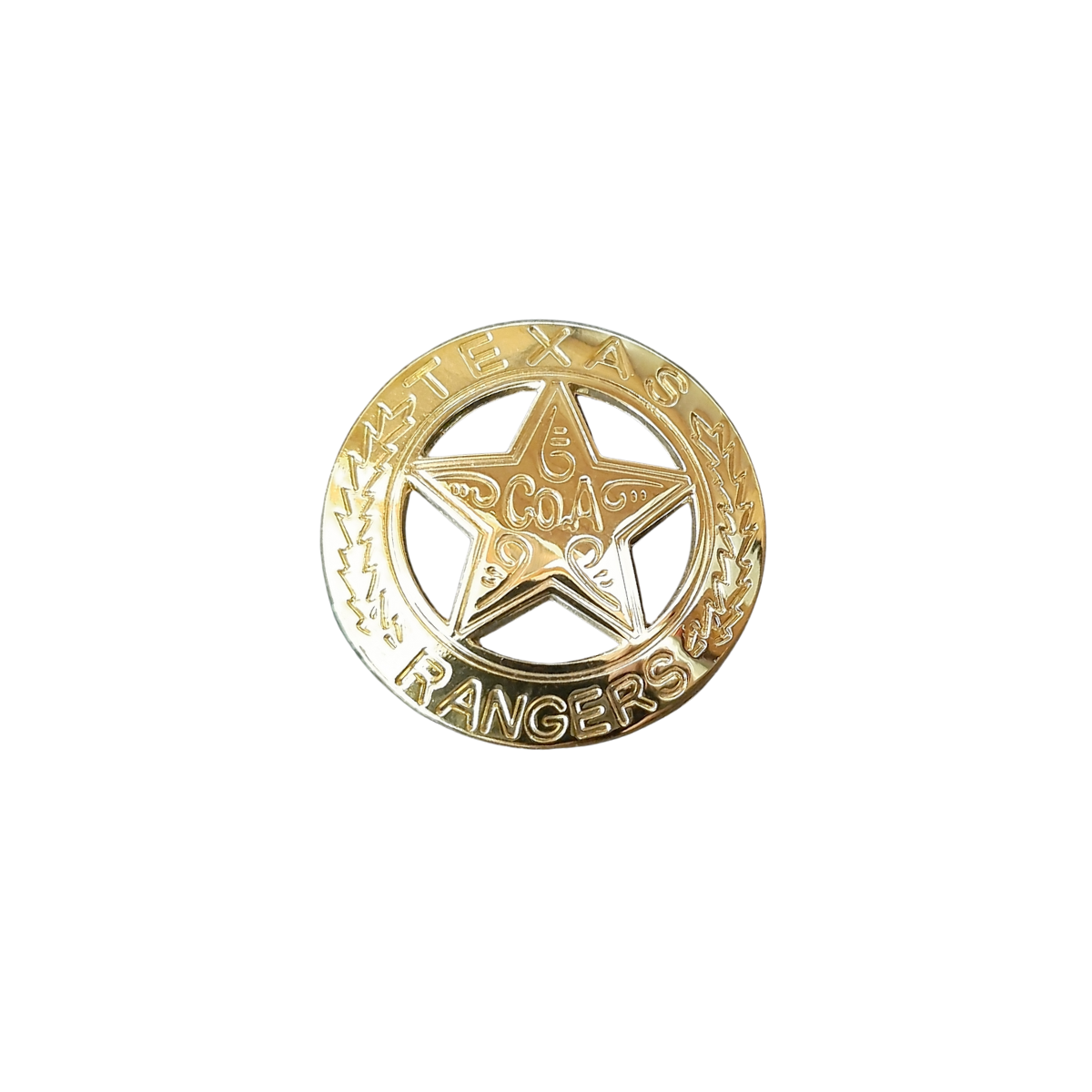 Goldfarbener Texas Ranger Sheriffstern im klassischen Western-Design – Cowboy Sheriff Badge im Country & Wild West Stil