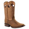 Heller handgefertigter Westernstiefel aus Rindsleder mit Pull Holes, Westernbestickung und flexibler Gummisohle.