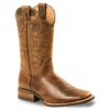 Square Toe Westernstiefel aus Rindsleder mit Antik-Finish und mehrfarbiger Schaftbestickung