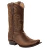 Walnussbrauner Westernstiefel aus Rindsleder mit mehrfarbiger Schaftbestickung