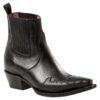 Schwarze Western-Chelsea-Stiefelette aus Glattleder mit spitzer Front und Westernabsatz