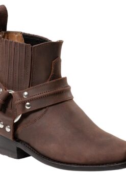 Handgefertigte Westernstiefelette aus Rindsleder mit Ledersohle